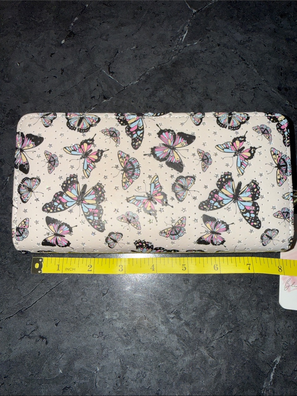 Butterfly Print Zip-Around Wallet - Pink Cream